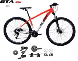 Bicicleta Aro 29 KSW XLT Kit 2x9 Gta Sunrun Freio Disco K7 11/36 Pedivela 24/38d Garfo com Trava - Laranja/Branco