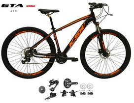 Bicicleta Aro 29 KSW XLT Kit 2x9 Gta Sunrun Freio Disco K7 11/36 Pedivela 24/38d Garfo com Trava - Preto/Laranja
