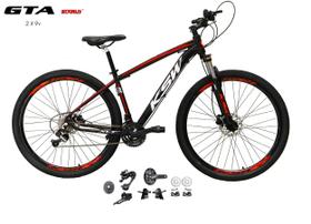 Bicicleta Aro 29 KSW XLT Kit 2x9 Gta Sunrun Freio Disco K7 11/36 Pedivela 24/38d Garfo com Trava - Preto/Vermelho/Branco