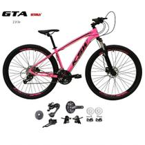 Bicicleta Aro 29 Ksw Xlt Kit 2x9 Gta Sunrun Freio Disco K7 11/36 Pedivela 24/38d Garfo Com Trava - Rosa Bicicleta Aro 29 Ksw Xlt Kit 2x9 Gta Sunrun Freio Disco K7 11/36 Pedivela 24/38d Garfo Com Trava - Rosa