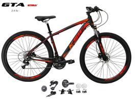 Bicicleta Aro 29 Ksw Xlt Kit 2x9 Gta Sunrun Freio Disco K7 Garfo com Trava Preto/Vermelho/Laranja
