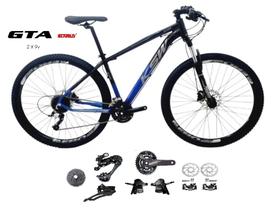 Bicicleta Aro 29 Ksw Xlt Kit 2x9 Gta Sunrun K7 Freio Disco Garfo com Trava Preto/Azul