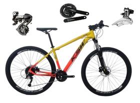 Bicicleta aro 29 Ksw Xlt Shimano Altus 24V Freio a Disco Hidráulico Garfo com Trava - Amarelo/Laranja