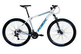 Bicicleta Aro 29 Ksx Sd7 21v Cabos Internos Alumínio Freios a Disco Garfo Suspensão Branco/Azul