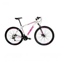 Bicicleta Aro 29 Ksx Sd7 21v Cabos Internos Alumínio Freios A Disco Garfo Suspensão Branco Rosa Violeta Tamanho 15