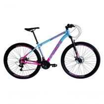 Bicicleta Aro 29 Ksx Sd7 21v Cabos Internos Alumínio Freios A Disco Garfo Suspensão Rosa Azul Tamanho 15 Bicicleta Aro 29 Ksx Sd7 21v Cabos Internos Alumínio Freios A Disco Garfo Suspensão Rosa Azul Tamanho 15