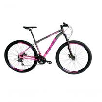 Bicicleta Aro 29 Ksx Sd7 21v Cabos Internos Alumínio Freios A Disco Garfo Suspensão Rosa Grafite Tamanho 15 Bicicleta Aro 29 Ksx Sd7 21v Cabos Internos Alumínio Freios A Disco Garfo Suspensão Rosa Grafite Tamanho 15