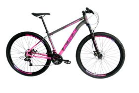 Bicicleta Aro 29 Ksx Sd7 21v Cabos Internos Alumínio Freios a Disco Garfo Suspensão Rosa/Grafite