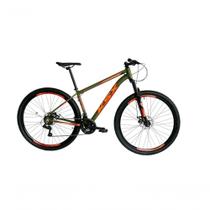 Bicicleta Aro 29 Ksx Sd7 21v Cabos Internos Alumínio Freios A Disco Garfo Suspensão Verde Militar Laranja Tamanho 15