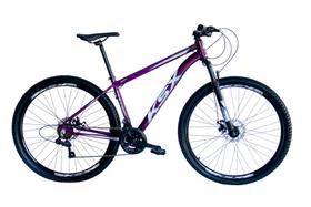 Bicicleta Aro 29 Ksx Sd7 Alumínio 21v Cabos Internos Freios a Disco Garfo Suspensão Roxo/Branco