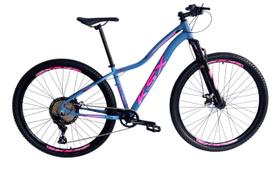 Bicicleta Aro 29 Ksx Sd7 Feminina 12v Freio a Disco Hidráulico K7 11/50 Garfo com Trava Kit 1x12 Azul Zimbro/Rosa