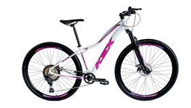 Bicicleta Aro 29 Ksx Sd7 Feminina 12v Freio Hidráulico K7 11/50 Garfo com Trava Kit 1x12 Branco/Rosa/Violeta