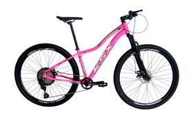 Bicicleta Aro 29 Ksx Sd7 Feminina 12v Freio Hidráulico K7 11/50 Garfo com Trava Kit 1x12 Rosa/Branco