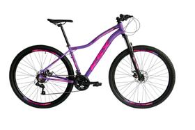 Bicicleta Aro 29 Ksx Sd7 Feminina 21v Cabos Internos Alumínio Freios a Disco Garfo Suspensão Lilas/Rosa