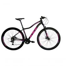 Bicicleta Aro 29 Ksx Sd7 Feminina 21v Cabos Internos Alumínio Freios A Disco Garfo Suspensão Preto Rosa Violeta Tamanho 15