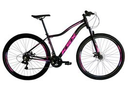 Bicicleta Aro 29 Ksx Sd7 Feminina Alumínio 21v Cabos Internos Freios a Disco Garfo Suspensão Preto/Rosa/Violeta