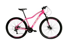 Bicicleta Aro 29 Ksx Sd7 Feminina Alumínio 21v Cabos Internos Freios a Disco Garfo Suspensão Rosa/Branco