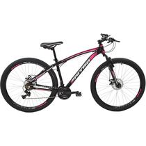 Bicicleta Aro 29 MTB Alumínio Quadro 17" Câmbio Shimano 21 velocidades Nitro Preta/Rosa - Poli Sports