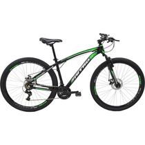 Bicicleta Aro 29 MTB Alumínio Quadro 17" Câmbio Shimano 21 velocidades Nitro Preta/Verde - Poli Sports