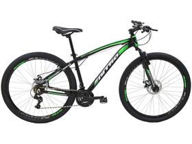 Bicicleta Aro 29 MTB Alumínio Quadro 17" Câmbio Shimano 21 velocidades Nitro Preta/Verde