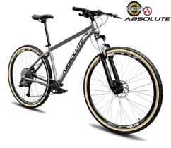 Bicicleta Aro 29 Nero 5 Peças Inteira Absolute 12v Hollowtech Garfo Trava no Guidão k7 11/52 Pneu c/Faixa Freio Hidráulico. Cinza