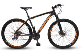 Bicicleta Aro 29 Off Alumínio Disco Suspensão Preto/Laranja Tamanho:21