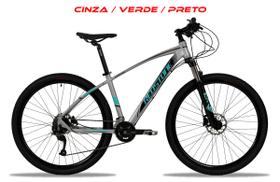 Bicicleta Aro 29 Redstone Aborygen Altus 18V (2x9V) 2021 / Tam. 19 / Cinza/Verde/Preto - Freio Hidr. Shimano