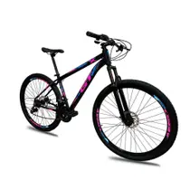 Bicicleta Aro 29 Shimano Dianteiro Traseiro Alumínio 21 Marchas Freio a Disco Quadro21 Azul e Rosa