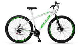 Bicicleta Aro 29 Shimano Freio à Disco 21 M Velox Branca/Verde - Ello Bike