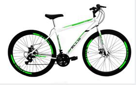 Bicicleta Aro 29 Shimano Freio Ã Disco 21 M Velox Branca/Verde - Ello Bike