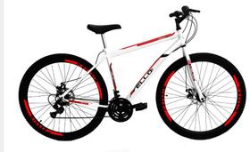 Bicicleta Aro 29 Shimano Freio a Disco 21M. Velox Branca/Vermelho - Ello Bike