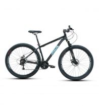 Bicicleta Aro 29 - Tam. 17 - 21v - RAVA PRESSURE Preto e Azul Câmbio Shimano Quadro Alumínio