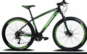 Bicicleta aro 29 tamanho 17 preta com verde freio adisco mercanico 21 V já vai revisada