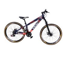 Bicicleta Aro26 Vikingx Tuff 25 Aluminio 21 Velocidades Freeride Rodas vmaxx Freio Disco Mecanico Pneu Slk Fino Faixa Amarelo