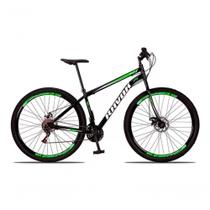 Bicicleta Bike Aço 21 Marchas Velocidades Aro 29 Preto E Verde