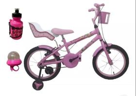 Bicicleta Bike Infantil Feminina Aro 16 Rosa C/ Acessórios - New Bike