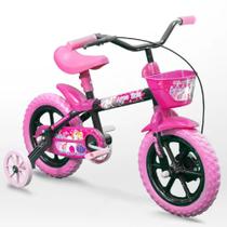 Bicicleta Bike Infantil Para Meninas Track Aro 12 Preto Com Rosa