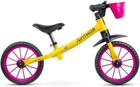 Bicicleta Bike Nathor Balance Crianças Bicicleta de Equilíbrio Amarela e Rosa