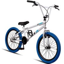 Bicicleta Bmx Aro 20 Stx Freio V-brake Branco Pneu Azul