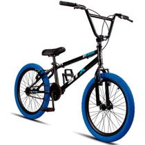 Bicicleta Bmx Aro 20 Stx Freio V-brake Preto Pneu Azul