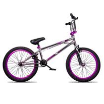 Bicicleta BMX Freedom P03 Aro 20 V-Brake 9V Cromado e Roxo D'Rossi Bicicleta BMX Freedom P03 Aro 20 V-Brake 9V Cromado e Roxo D'Rossi