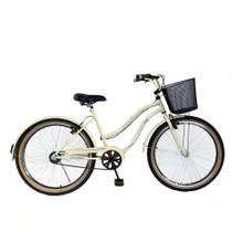 Bicicleta Caiçara Beach Aro 26 Feminina Retro Rodas Aero Super Leve Rolamentos Revisada e Lubrificada Com Cestinha