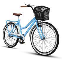 Bicicleta Caiçara Beach Brisa Aro 26 Vintage Retrô Azul/Branco - Ello Bike