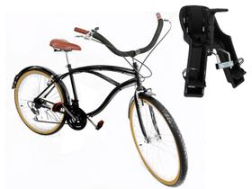 Bicicleta Caiçara masculino aro 26 18v com cadeirinha Preto