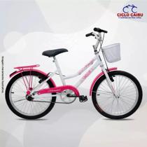 Bicicleta Cairu rosa e branco aro 24