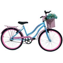 Bicicleta Cissa 24 Infantil Retrô Feminina Azul Bebê/Rosa