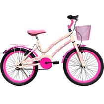 Bicicleta colli aro 20 cica infantil bege / rosa c/ cesta freio v brake 1 marcha retro s/m