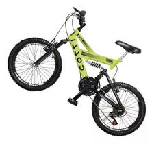 Bicicleta Colli Fulls GPS Aro 20 21 Marchas Amarelo Neon