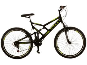 Bicicleta colli gps aro 26 21 marchas dupla susp. full preto fosco/amarelo neon d