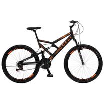 Bicicleta Colli GPS Aro 26 em Aço Carbono 21 Marchas Dupla Suspensão com Freio V-Brake - Preto